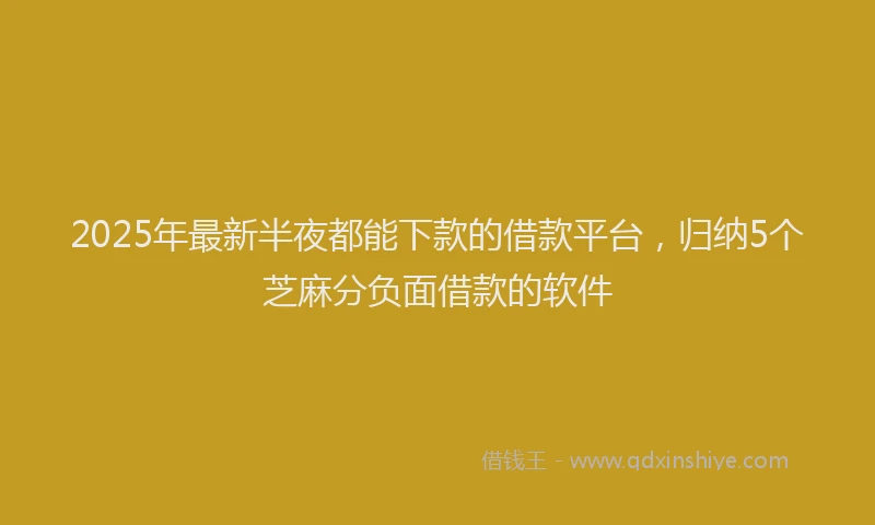 2025年最新半夜都能下款的借款平台，归纳5个芝麻分负面借款的软件
