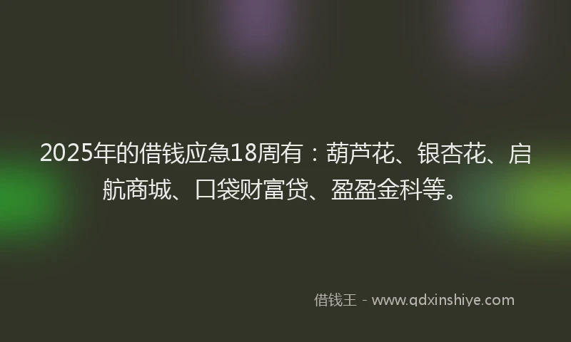 2025年的借钱应急18周有：葫芦花、银杏花、启航商城、口袋财富贷、盈盈金科等。
