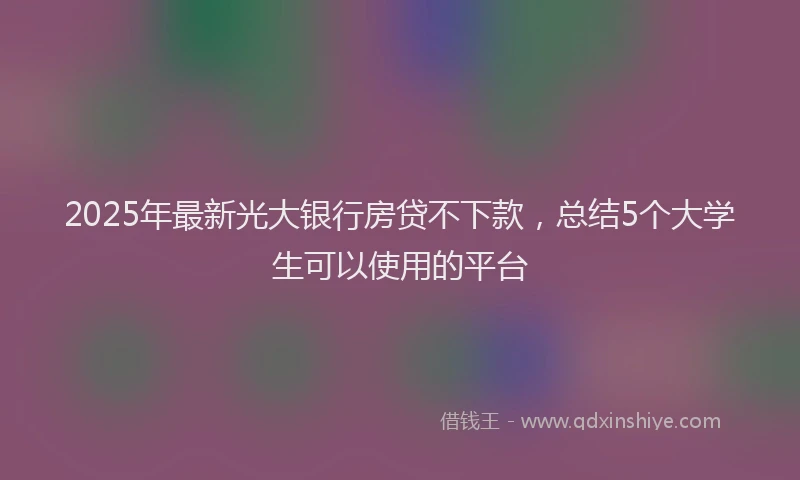 2025年最新光大银行房贷不下款，总结5个大学生可以使用的平台
