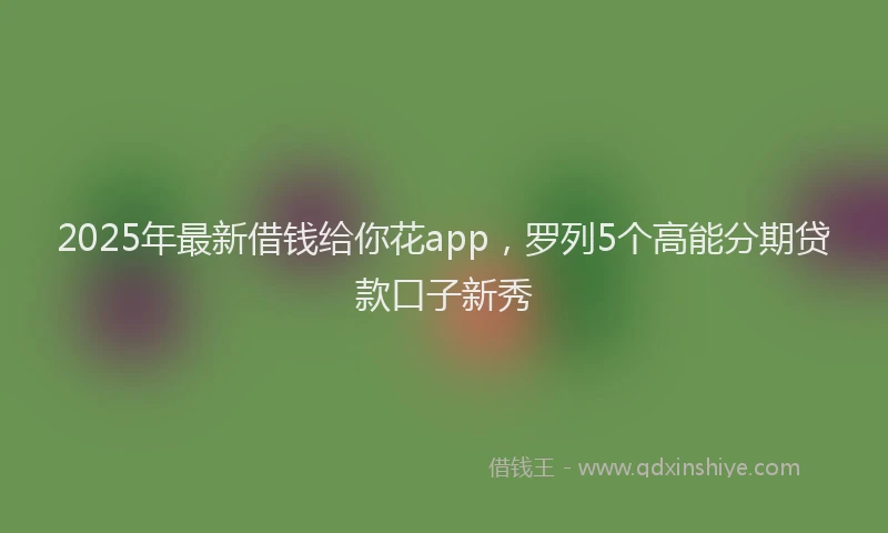 2025年最新借钱给你花app，罗列5个高能分期贷款口子新秀