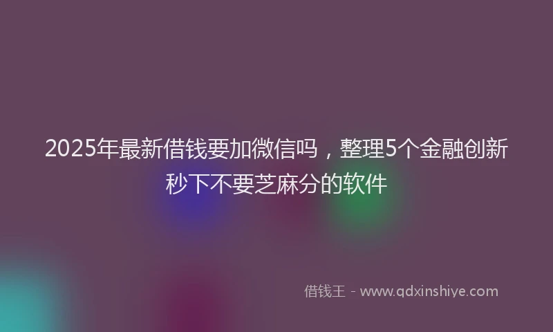 2025年最新借钱要加微信吗，整理5个金融创新秒下不要芝麻分的软件