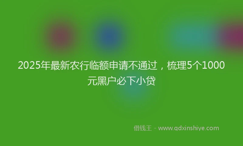 2025年最新农行临额申请不通过，梳理5个1000元黑户必下小贷