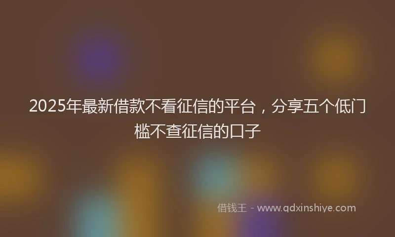 2025年最新借款不看征信的平台，分享五个低门槛不查征信的口子