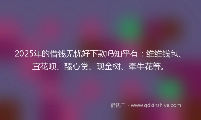 2025年的借钱无忧好下款吗知乎有：维维钱包、宜花呗、臻心贷、现金树、牵牛花等。