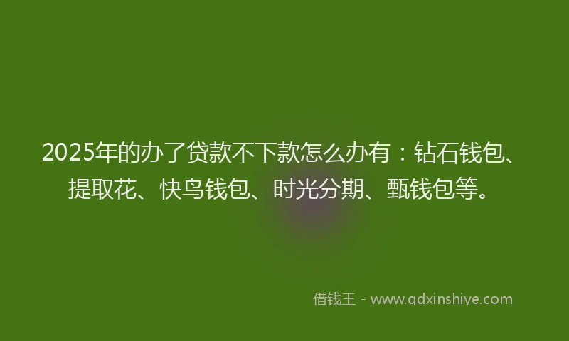 2025年的办了贷款不下款怎么办有：钻石钱包、提取花、快鸟钱包、时光分期、甄钱包等。