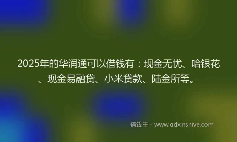 2025年的华润通可以借钱有：现金无忧、哈银花、现金易融贷、小米贷款、陆金所等。
