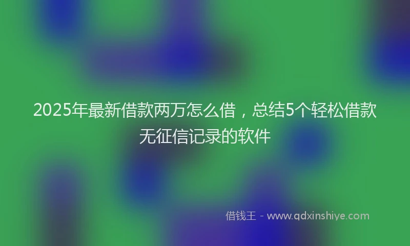2025年最新借款两万怎么借，总结5个轻松借款无征信记录的软件