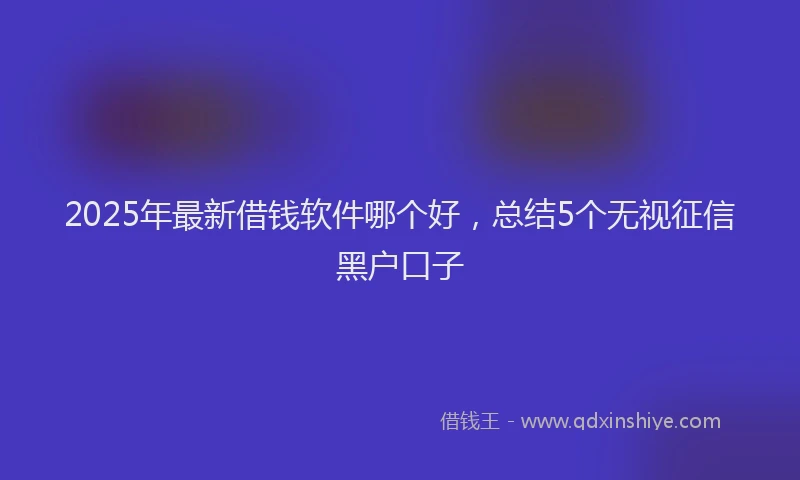 2025年最新借钱软件哪个好,总结5个无视征信黑户口子