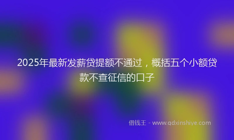 2025年最新发薪贷提额不通过，概括五个小额贷款不查征信的口子