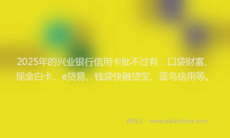 2025年的兴业银行信用卡批不过有：口袋财富、现金白卡、e贷易、钱袋快融贷宝、蓝鸟信用等。