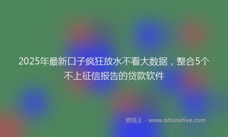 2025年最新口子疯狂放水不看大数据，整合5个不上征信报告的贷款软件