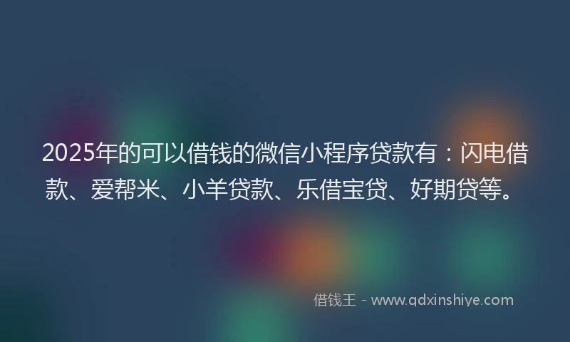 2025年的可以借钱的微信小程序贷款有：闪电借款、爱帮米、小羊贷款、乐借宝贷、好期贷等。