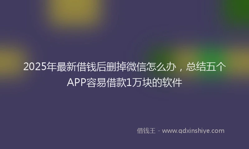 2025年最新借钱后删掉微信怎么办，总结五个APP容易借款1万块的软件