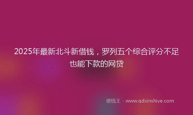 2025年最新北斗新借钱，罗列五个综合评分不足也能下款的网贷