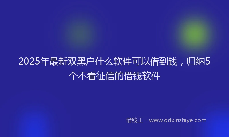 2025年最新双黑户什么软件可以借到钱，归纳5个不看征信的借钱软件