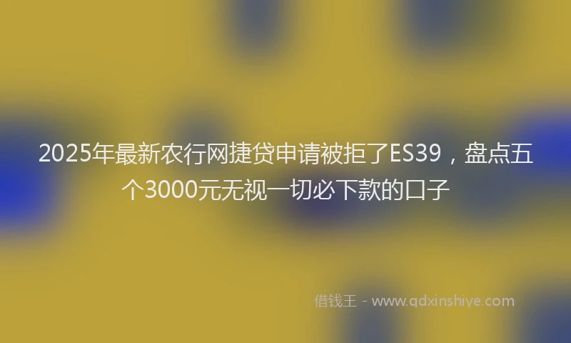 2025年最新农行网捷贷申请被拒了ES39，盘点五个3000元无视一切必下款的口子