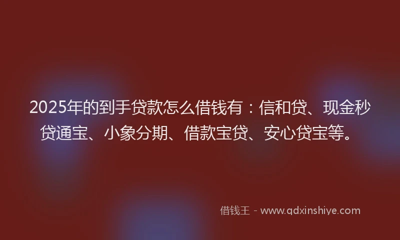 2025年的到手贷款怎么借钱有：信和贷、现金秒贷通宝、小象分期、借款宝贷、安心贷宝等。