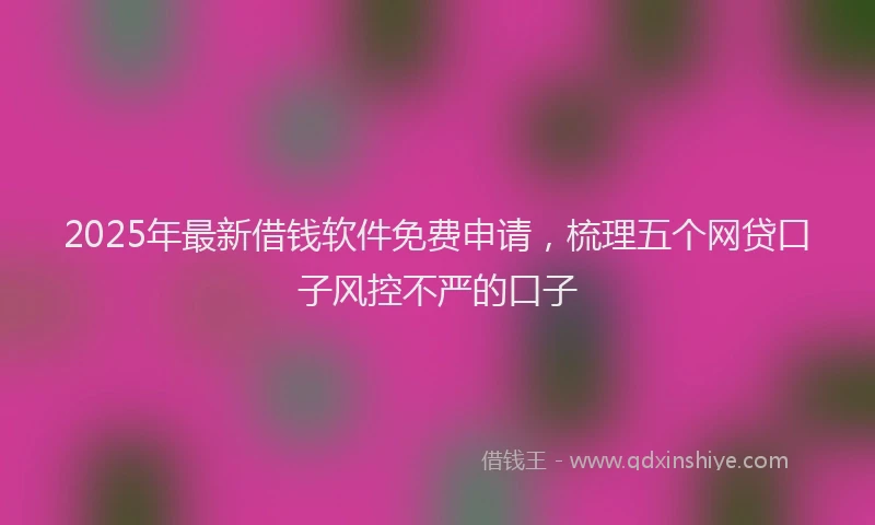 2025年最新借钱软件免费申请，梳理五个网贷口子风控不严的口子