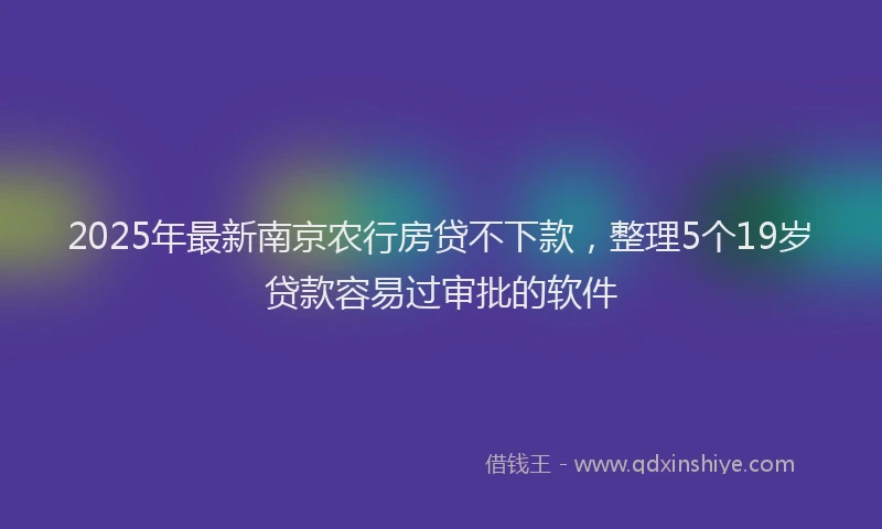 2025年最新南京农行房贷不下款，整理5个19岁贷款容易过审批的软件