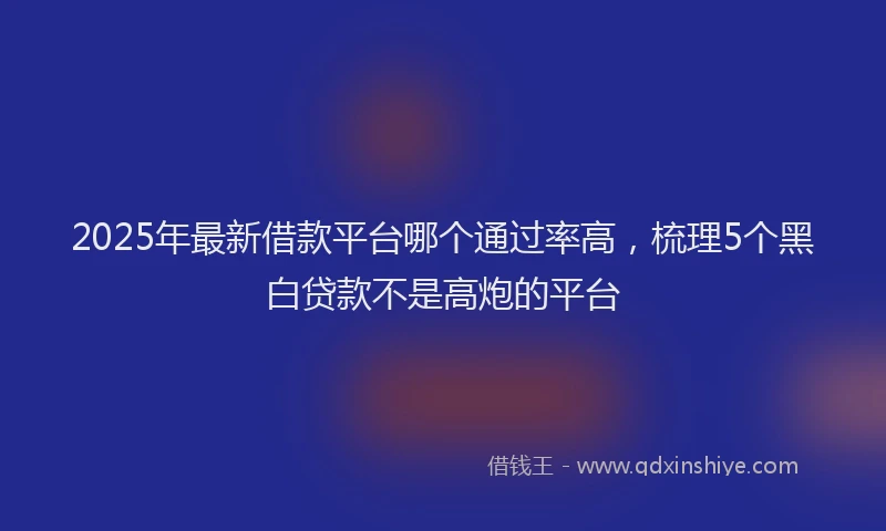 2025年最新借款平台哪个通过率高，梳理5个黑白贷款不是高炮的平台