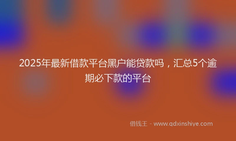 2025年最新借款平台黑户能贷款吗，汇总5个逾期必下款的平台