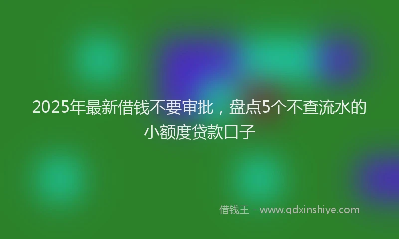 2025年最新借钱不要审批，盘点5个不查流水的小额度贷款口子