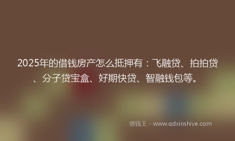 2025年的借钱房产怎么抵押有：飞融贷、拍拍贷、分子贷宝盒、好期快贷、智融钱包等。