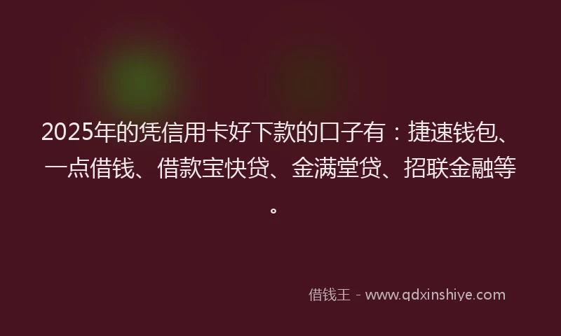 2025年的凭信用卡好下款的口子有：捷速钱包、一点借钱、借款宝快贷、金满堂贷、招联金融等。