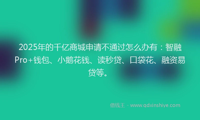 2025年的千亿商城申请不通过怎么办有：智融Pro+钱包、小鹅花钱、读秒贷、口袋花、融资易贷等。