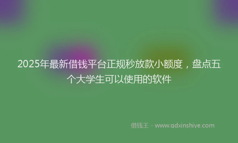 2025年最新借钱平台正规秒放款小额度，盘点五个大学生可以使用的软件