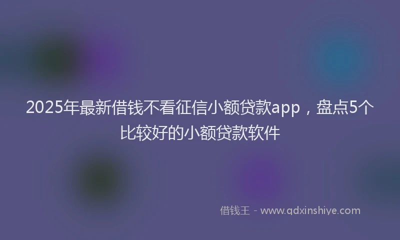 2025年最新借钱不看征信小额贷款app，盘点5个比较好的小额贷款软件