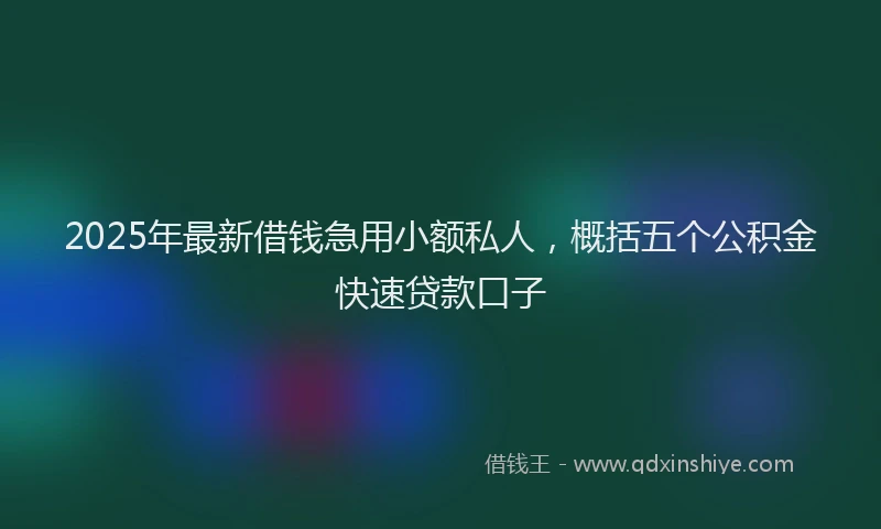 2025年最新借钱急用小额私人，概括五个公积金快速贷款口子
