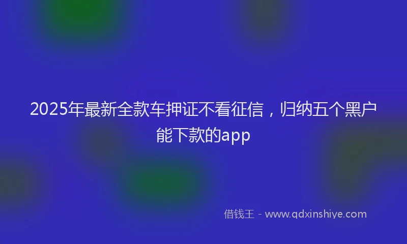 2025年最新全款车押证不看征信，归纳五个黑户能下款的app