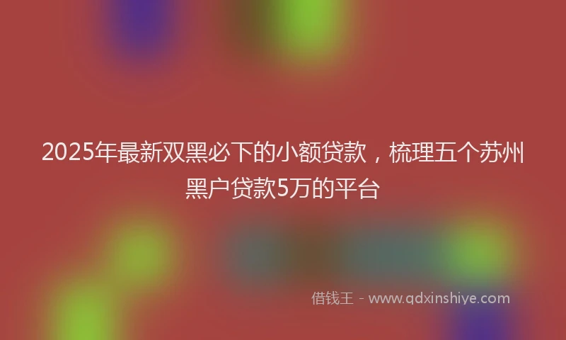 2025年最新双黑必下的小额贷款，梳理五个苏州黑户贷款5万的平台