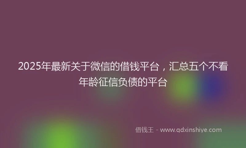 2025年最新关于微信的借钱平台，汇总五个不看年龄征信负债的平台
