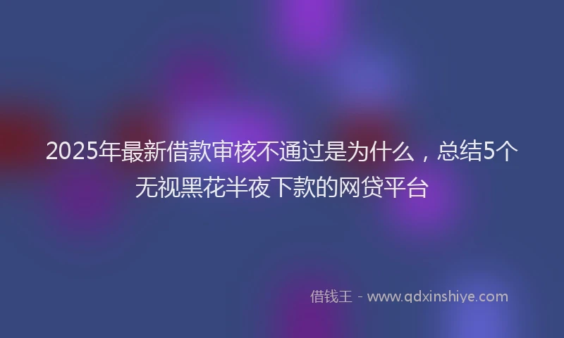 2025年最新借款审核不通过是为什么，总结5个无视黑花半夜下款的网贷平台
