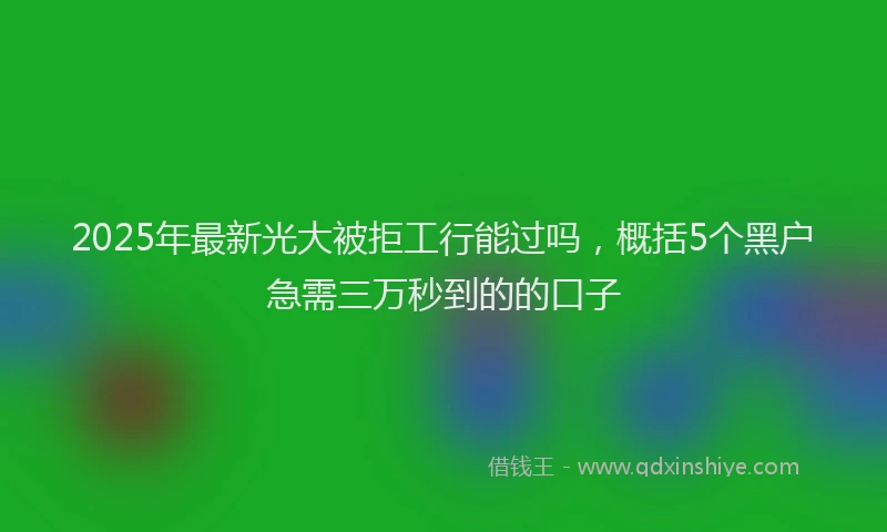 2025年最新光大被拒工行能过吗，概括5个黑户急需三万秒到的的口子
