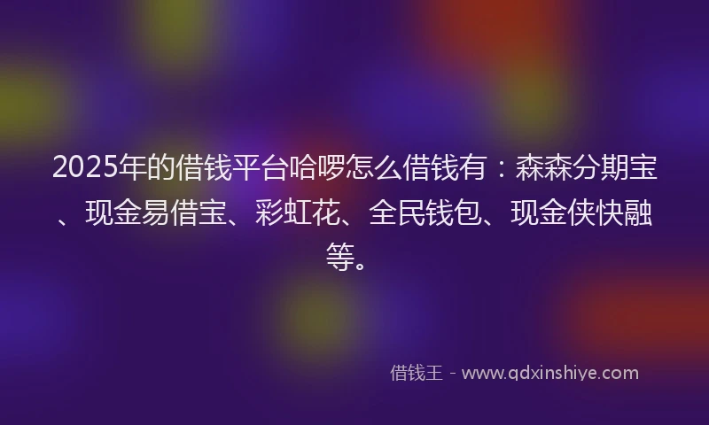 2025年的借钱平台哈啰怎么借钱有：森森分期宝、现金易借宝、彩虹花、全民钱包、现金侠快融等。