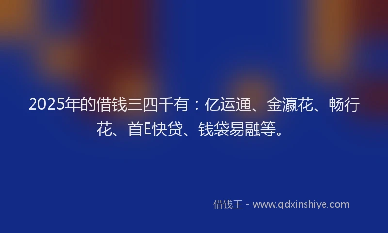 2025年的借钱三四千有：亿运通、金瀛花、畅行花、首E快贷、钱袋易融等。