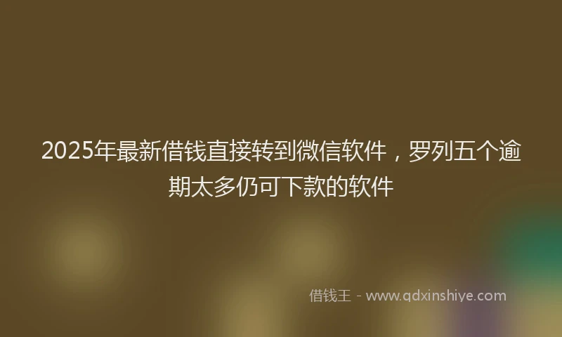 2025年最新借钱直接转到微信软件，罗列五个逾期太多仍可下款的软件