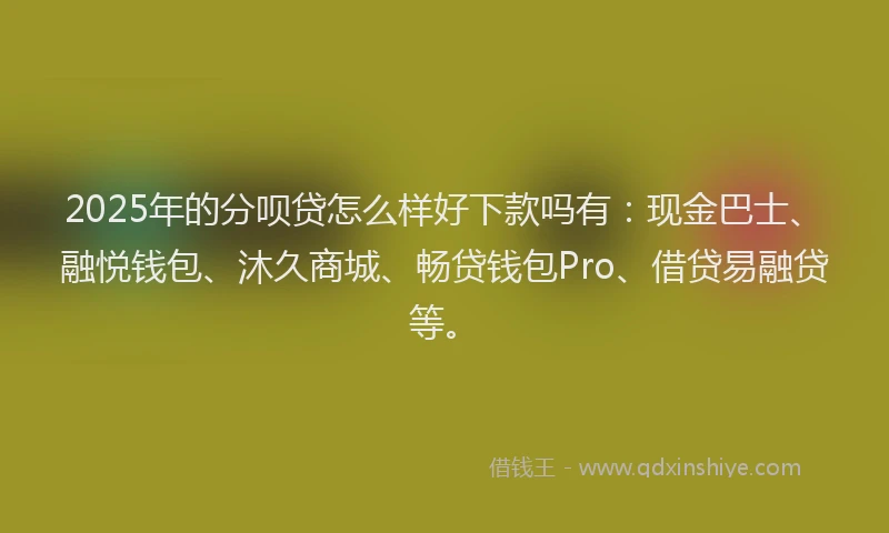 2025年的分呗贷怎么样好下款吗有：现金巴士、融悦钱包、沐久商城、畅贷钱包Pro、借贷易融贷等。