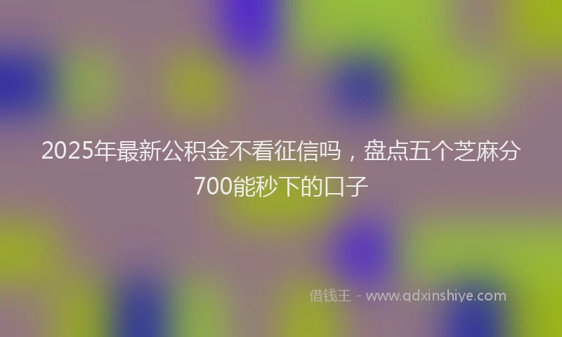 2025年最新公积金不看征信吗，盘点五个芝麻分700能秒下的口子