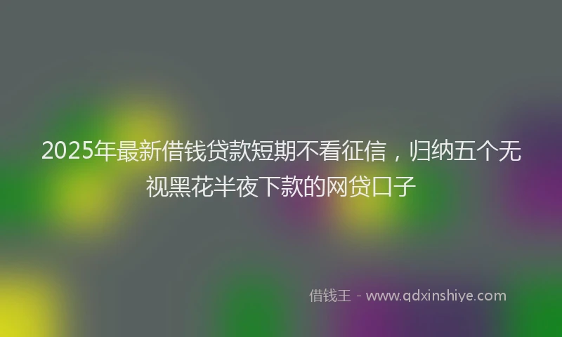 2025年最新借钱贷款短期不看征信，归纳五个无视黑花半夜下款的网贷口子