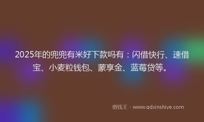 2025年的兜兜有米好下款吗有：闪借快行、速借宝、小麦粒钱包、蒙享金、蓝莓贷等。