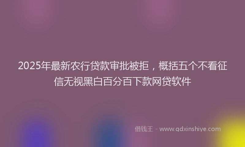 2025年最新农行贷款审批被拒，概括五个不看征信无视黑白百分百下款网贷软件