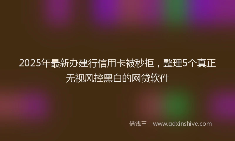 2025年最新办建行信用卡被秒拒，整理5个真正无视风控黑白的网贷软件