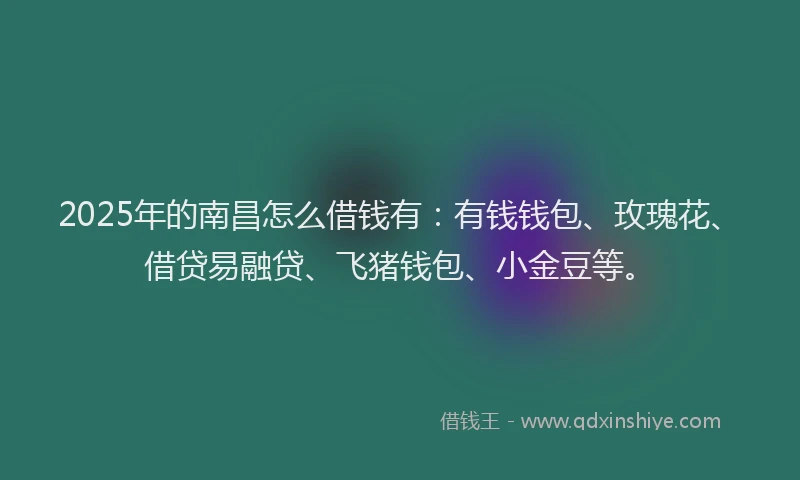 2025年的南昌怎么借钱有：有钱钱包、玫瑰花、借贷易融贷、飞猪钱包、小金豆等。