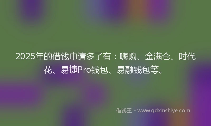 2025年的借钱申请多了有：嗨购、金满仓、时代花、易捷Pro钱包、易融钱包等。