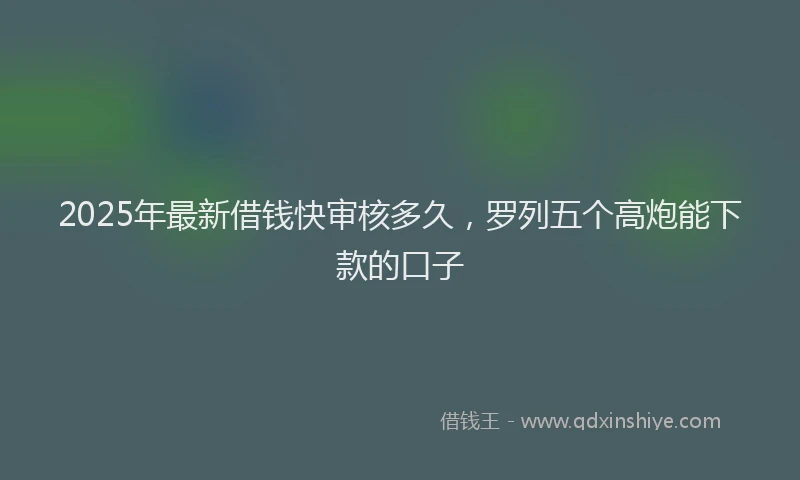 2025年最新借钱快审核多久，罗列五个高炮能下款的口子
