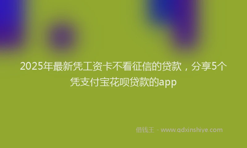 2025年最新凭工资卡不看征信的贷款，分享5个凭支付宝花呗贷款的app